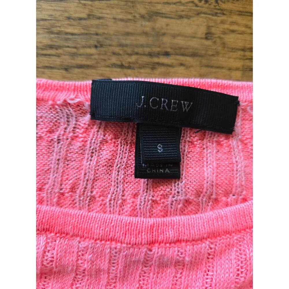 J. Crew Pink Sheer Cable Knit 100% Linen Sweater Women's Small